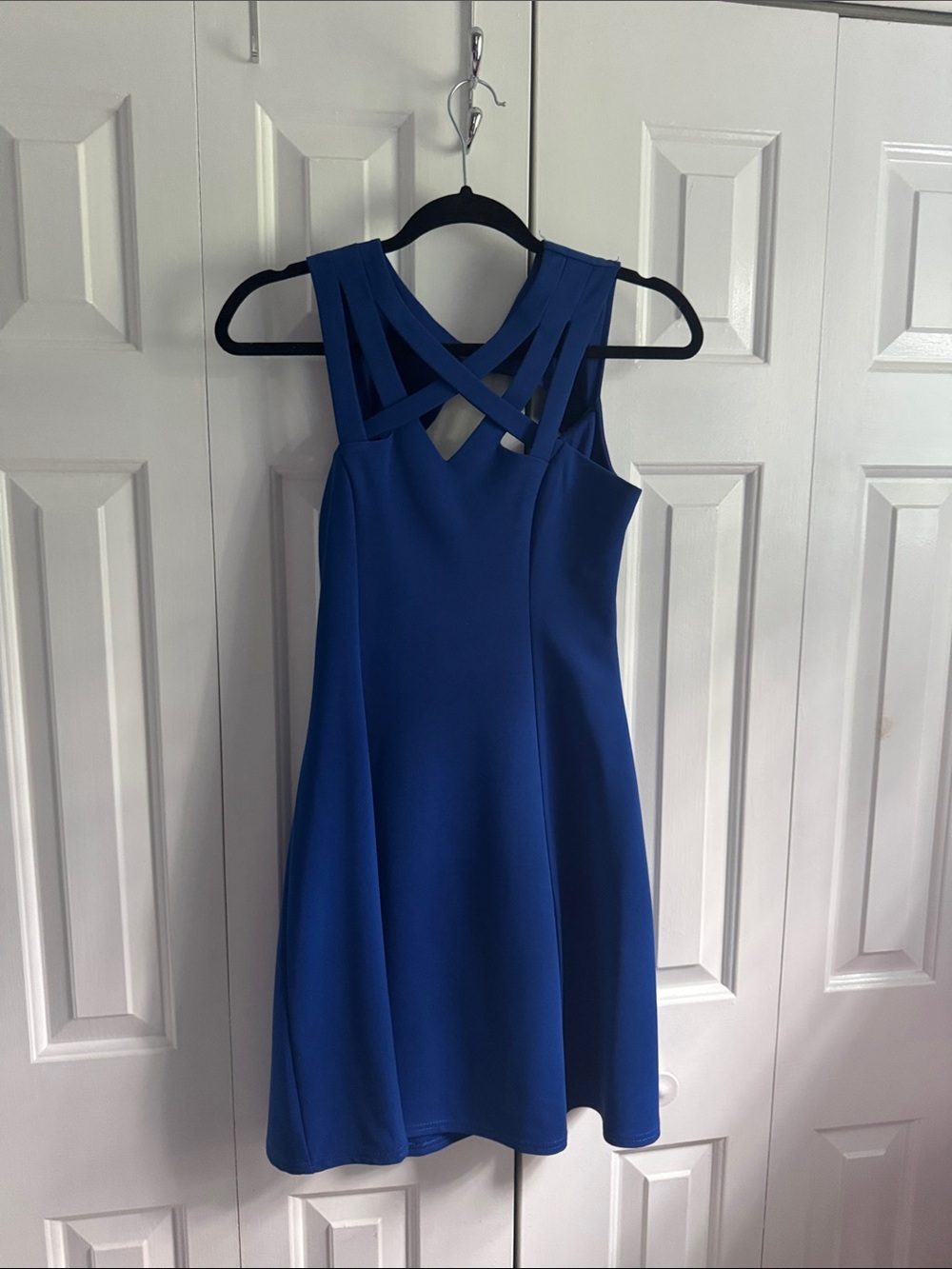 Radiant Royal Blue Strappy Crossback Mini Dress